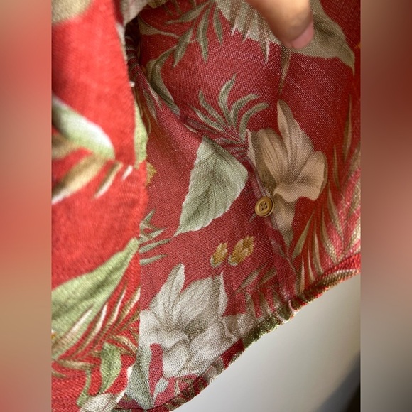 VTG Y2K TravelSmith Shirt Women M Floral Hawaiian Print Button Up Boho colored - Picture 8 of 11